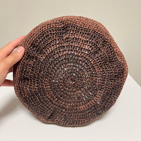 HELEN KAMINSKI crocheted brown raffia large handbag sling bag